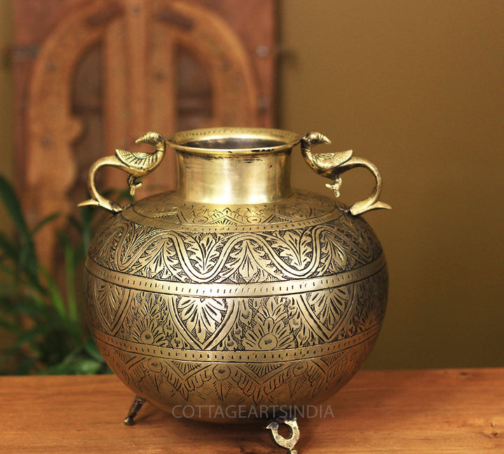 Brass Vintage Carved Planter