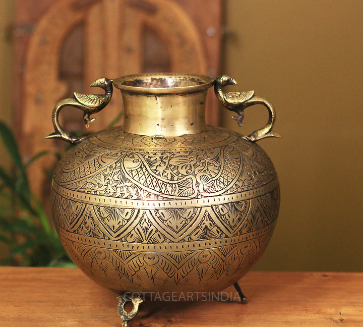 Brass Vintage Carved Planter