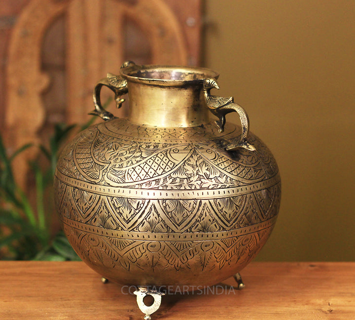 Brass Vintage Carved Planter