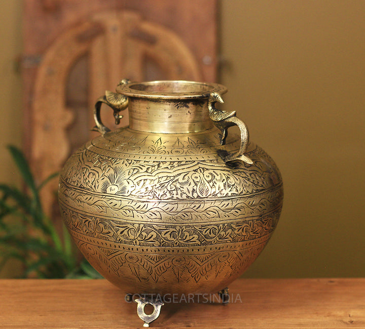 Brass Vintage Carved Planter