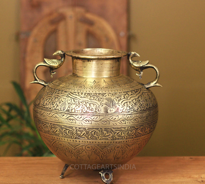 Brass Vintage Carved Planter