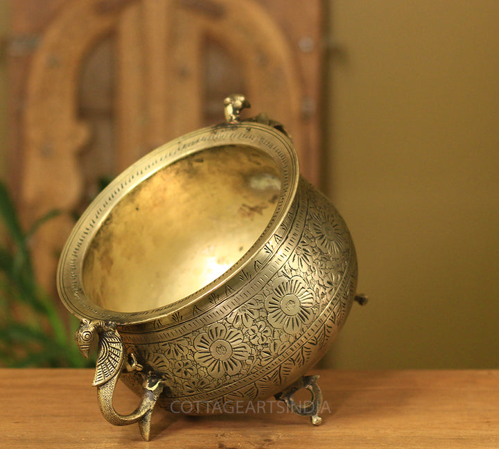 Brass Vintage Carved Planter