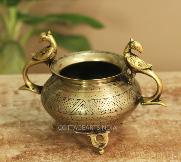 Brass Vintage Carved Planter