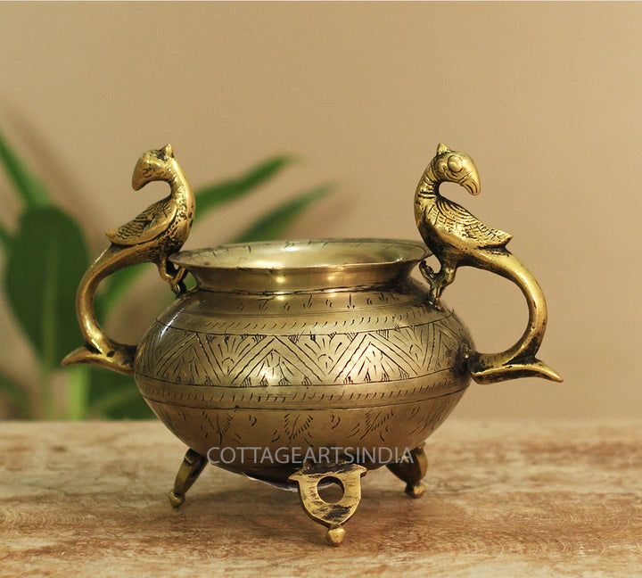 Brass Vintage Carved Planter