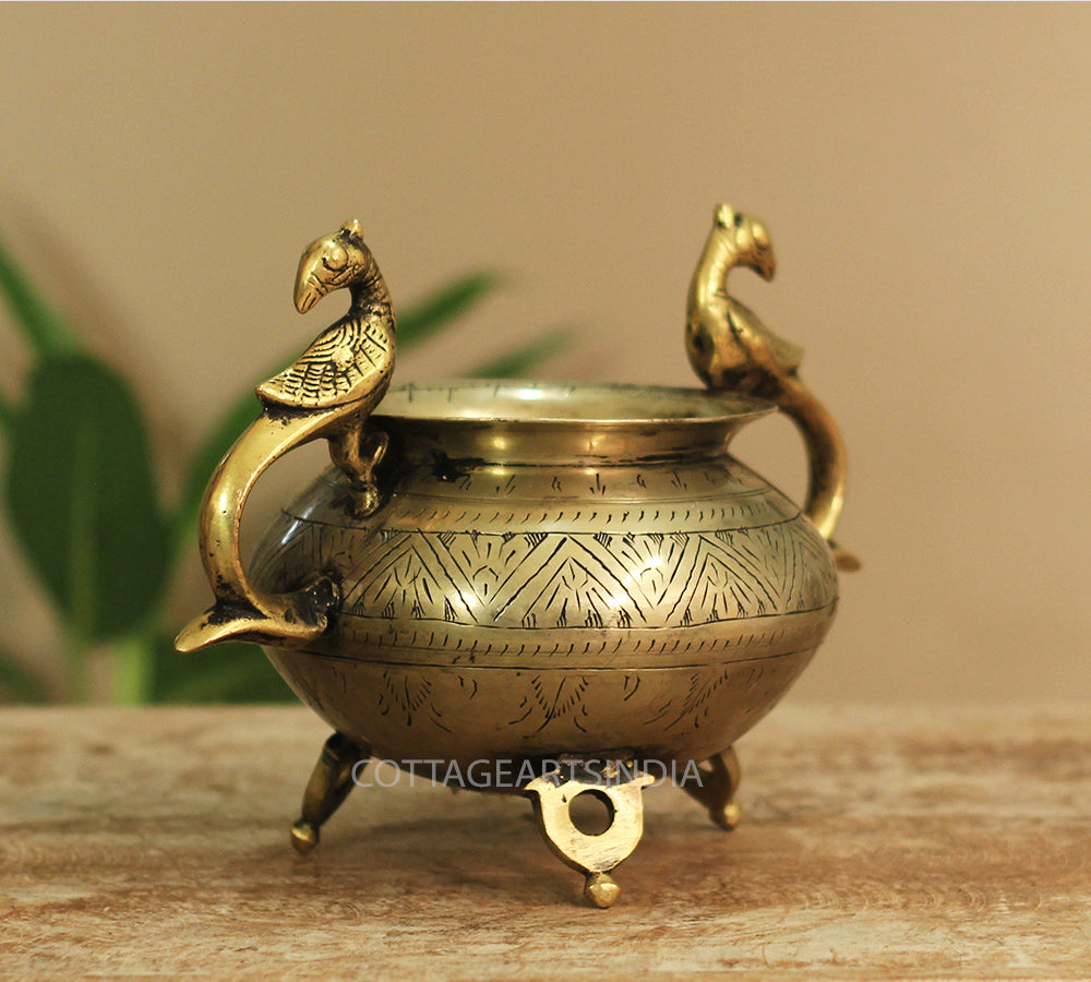 Brass Vintage Carved Planter