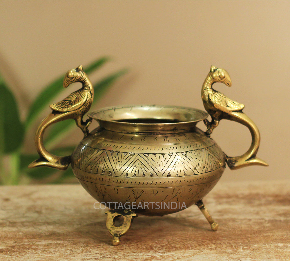 Brass Vintage Carved Planter