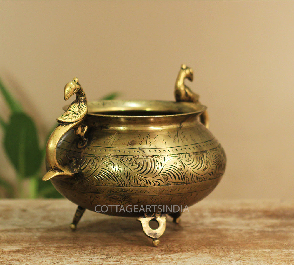 Brass Vintage Carved Planter