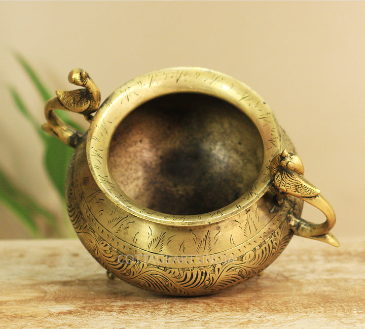 Brass Vintage Carved Planter