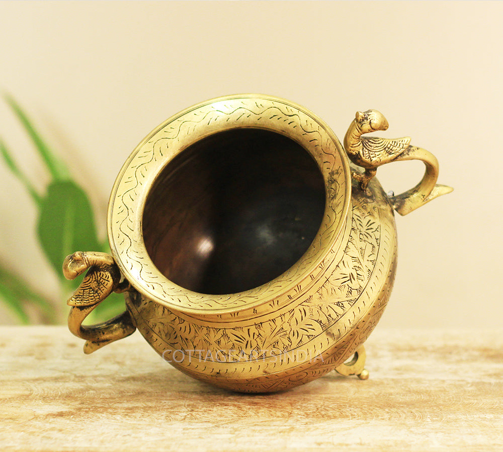 Brass Vintage Carved Planter