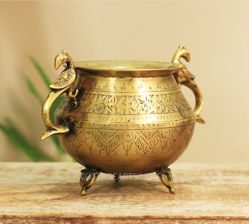 Brass Vintage Carved Planter