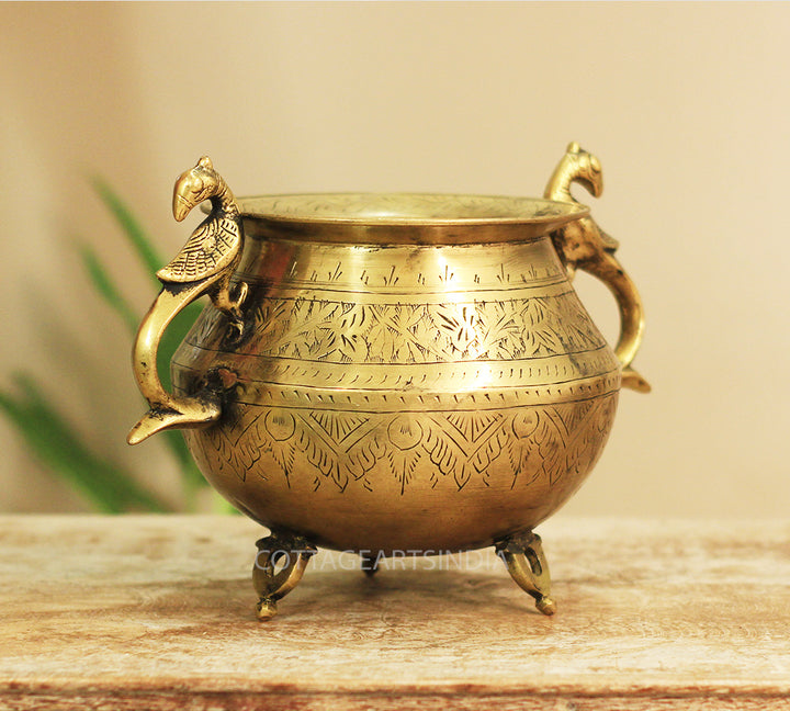 Brass Vintage Carved Planter