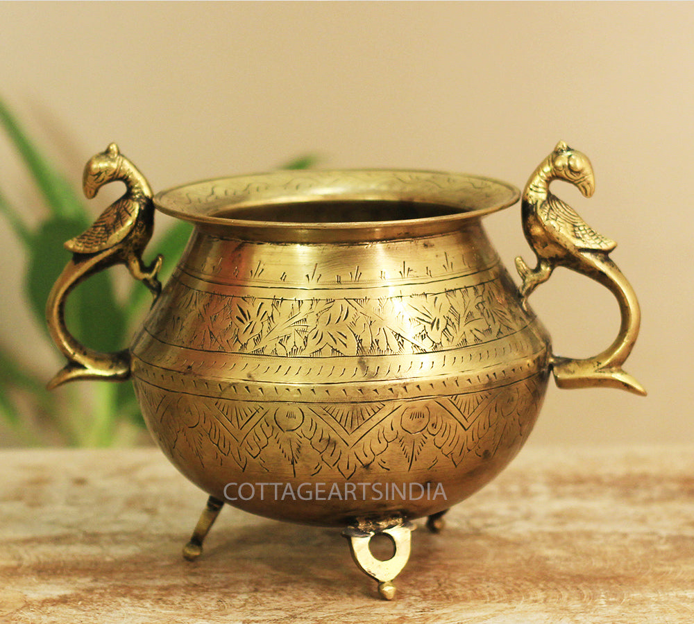 Brass Vintage Carved Planter