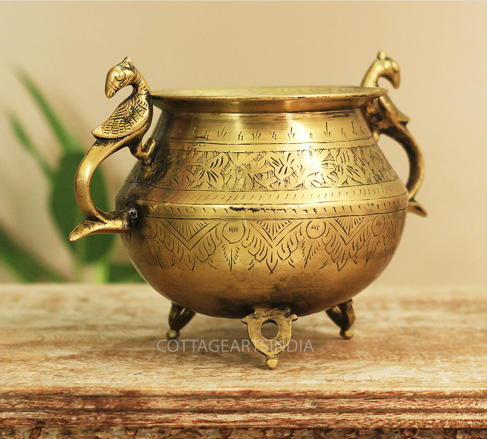 Brass Vintage Carved Planter