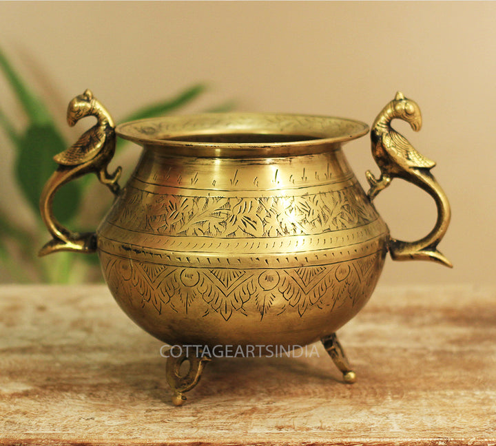 Brass Vintage Carved Planter