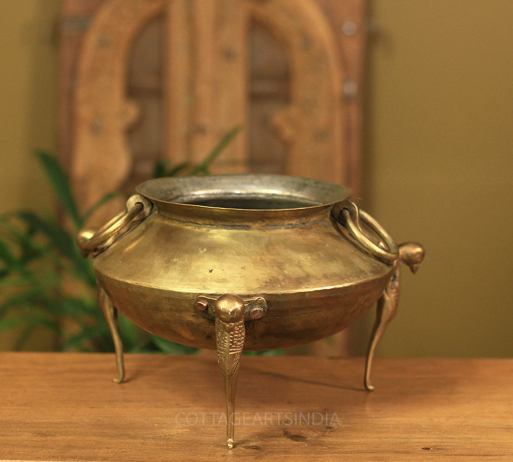 Brass Vintage Carved Planter