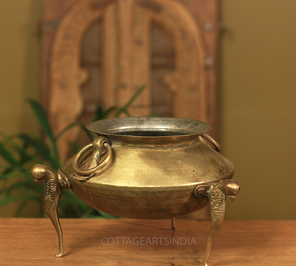 Brass Vintage Carved Planter