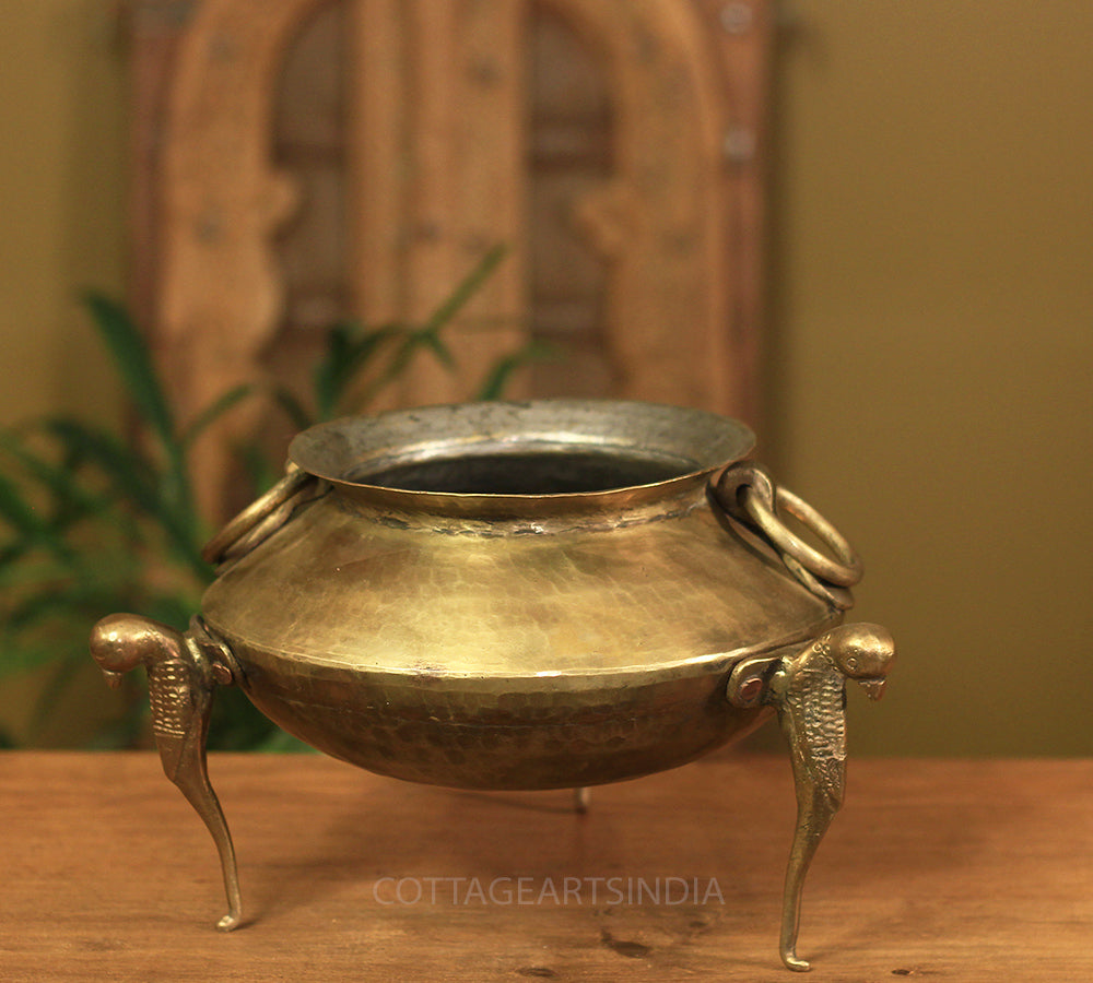 Brass Vintage Carved Planter