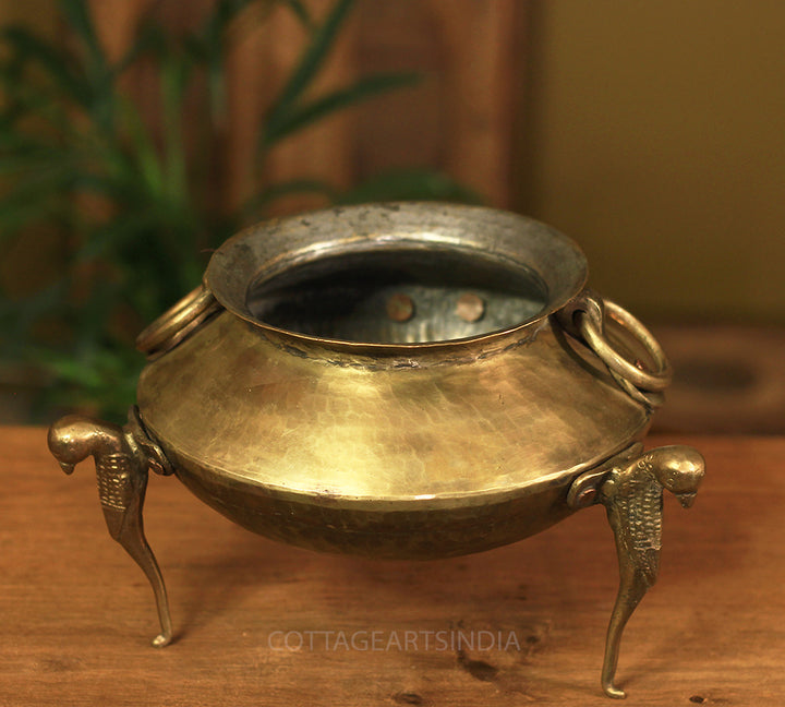 Brass Vintage Carved Planter