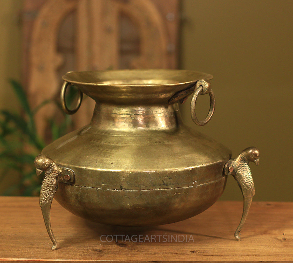 Brass Vintage Carved Planter