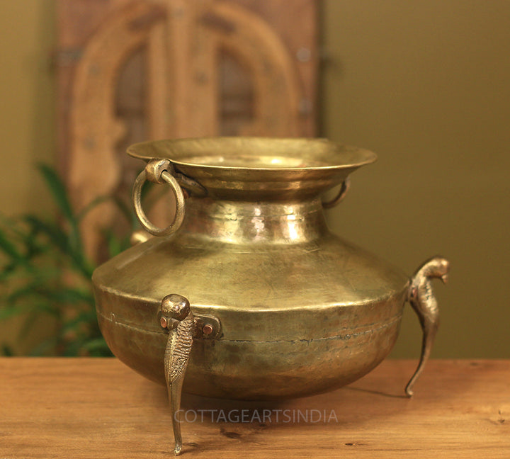 Brass Vintage Carved Planter