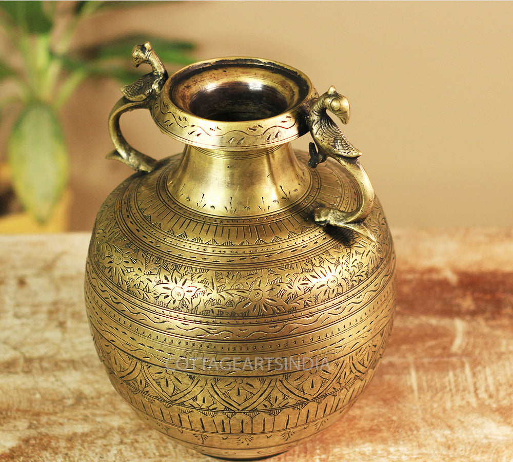 Brass Vintage Carved Planter