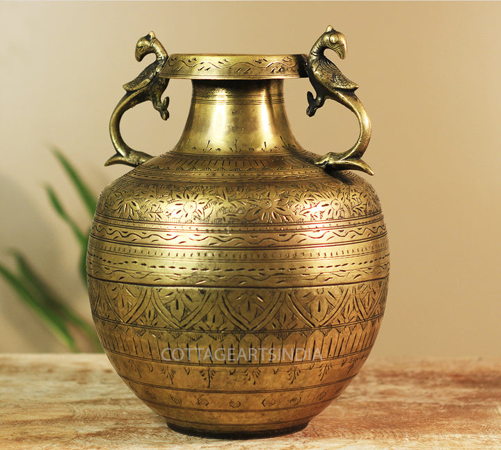 Brass Vintage Carved Planter