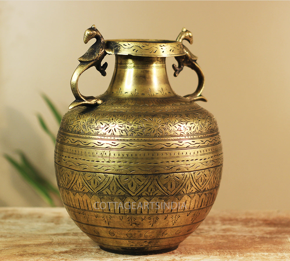 Brass Vintage Carved Planter