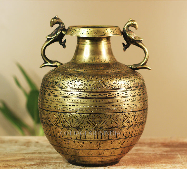 Brass Vintage Carved Planter