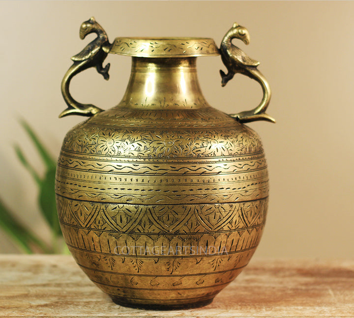 Brass Vintage Carved Planter