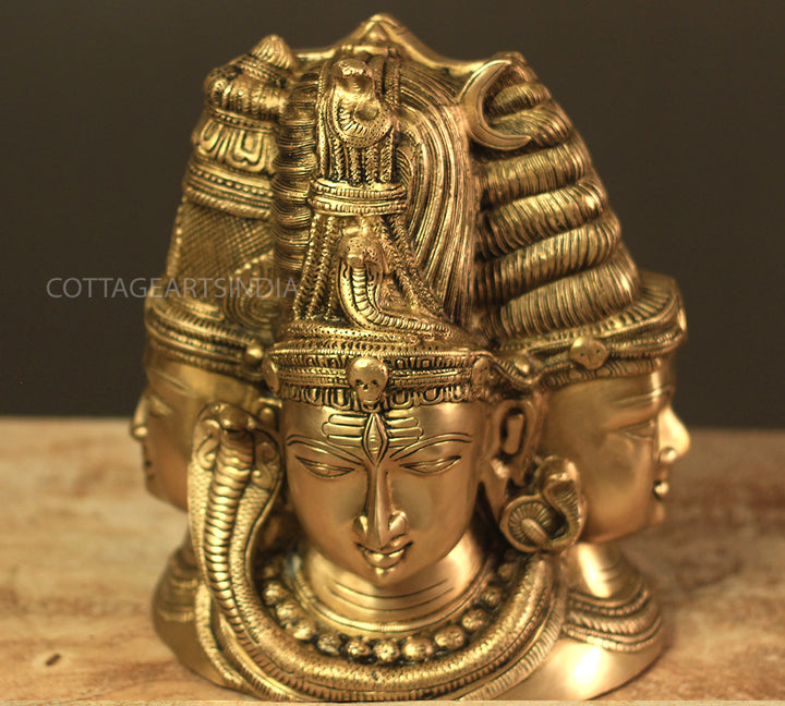 Brass Superfine 4 Face Shiva- Parvati Mukhlingam