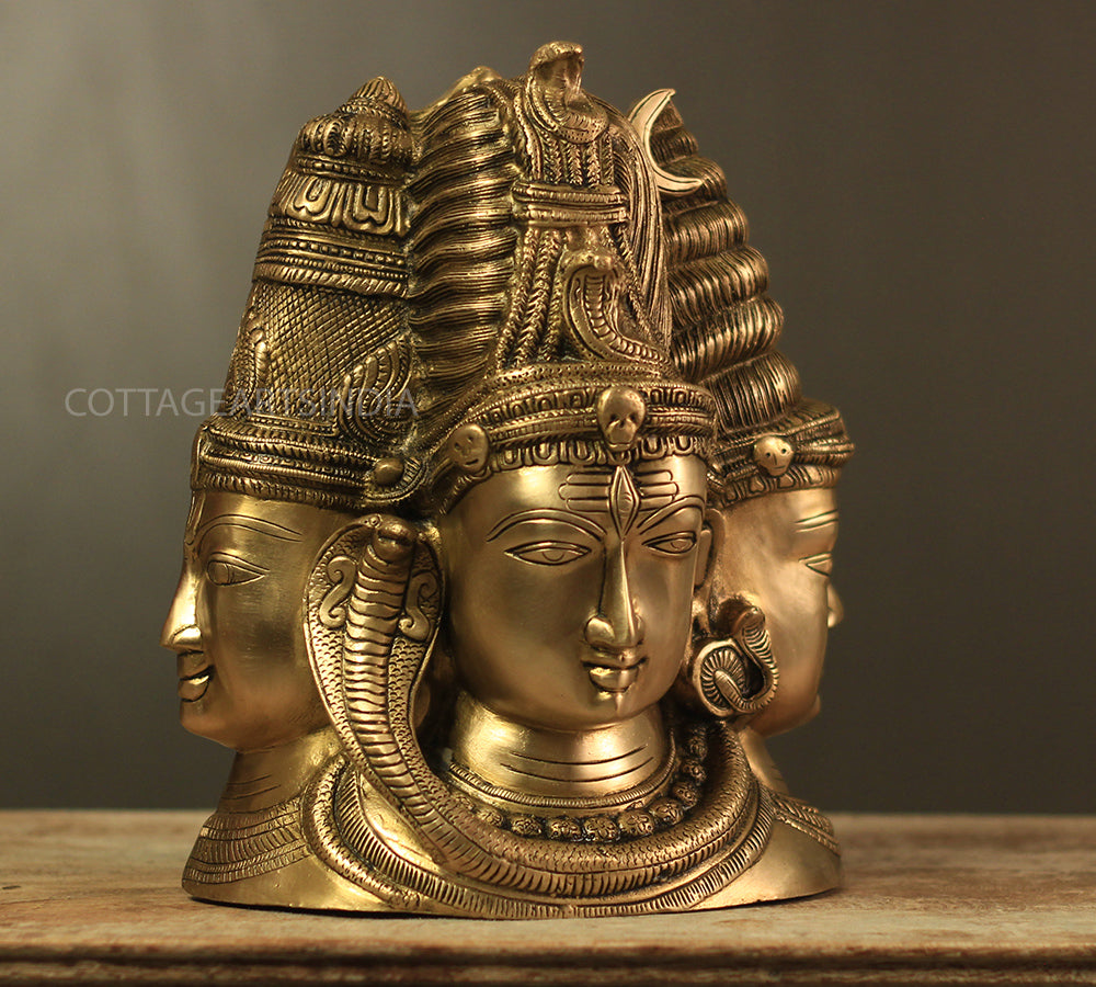 Brass Superfine 4 Face Shiva- Parvati Mukhlingam