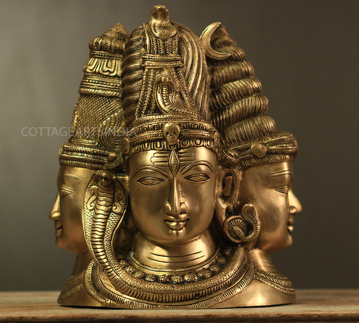 Brass Superfine 4 Face Shiva- Parvati Mukhlingam