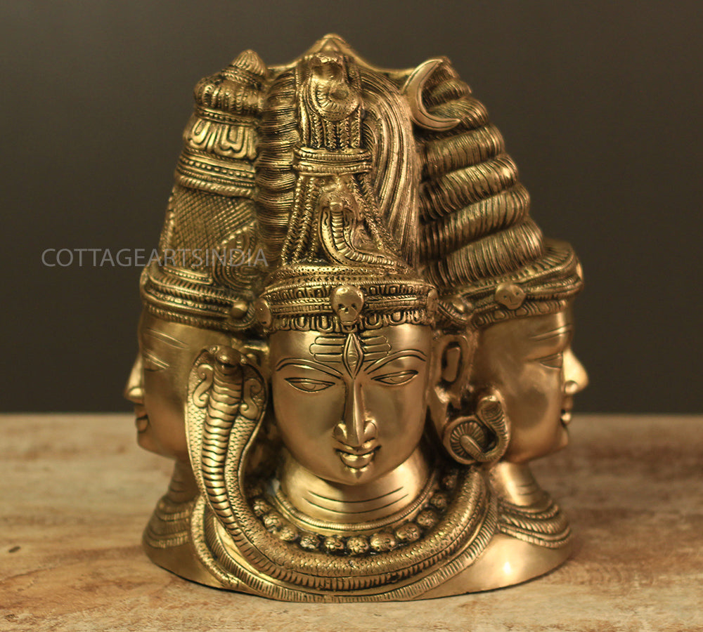 Brass Superfine 4 Face Shiva- Parvati Mukhlingam