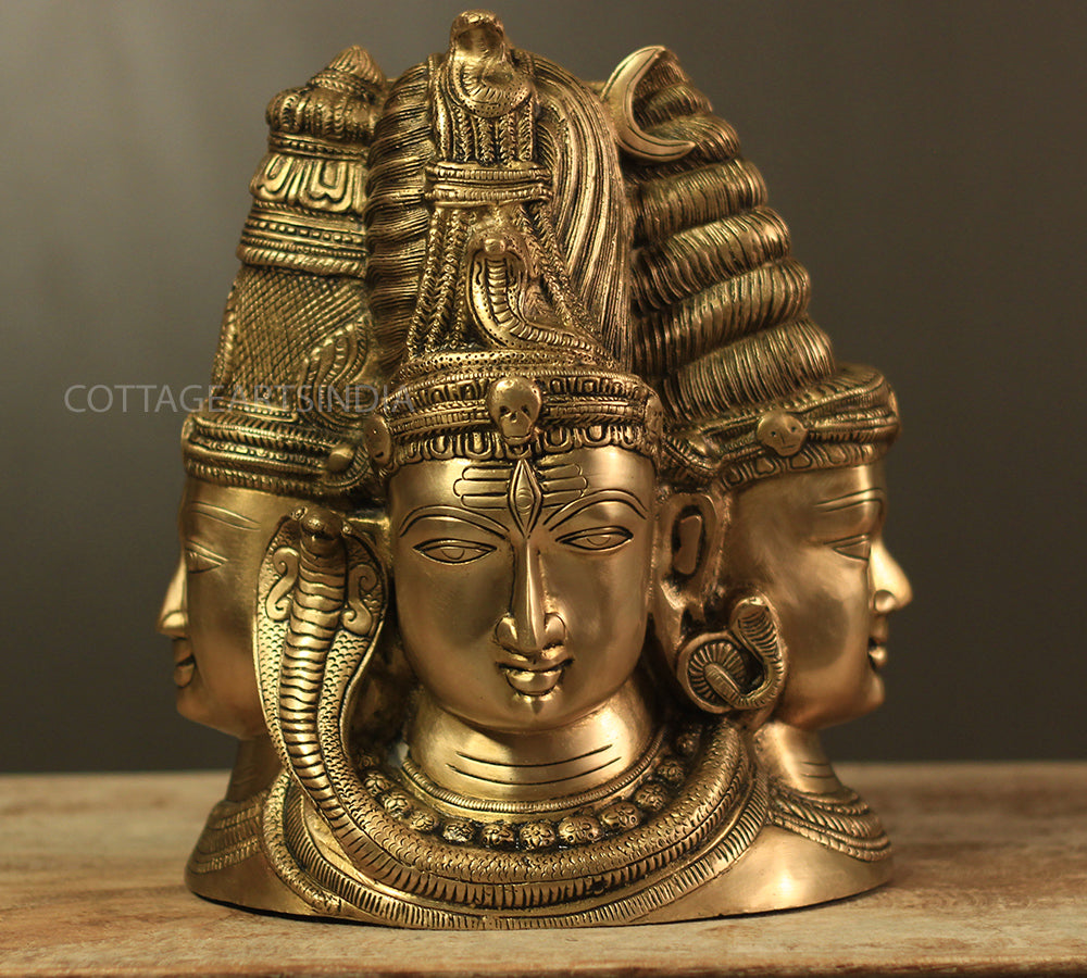 Brass Superfine 4 Face Shiva- Parvati Mukhlingam