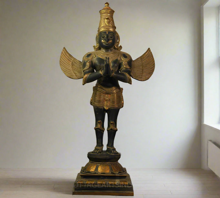 Brass Garuda Standing  Black Rustic Finish 25"