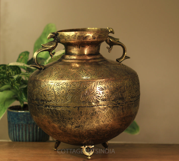 Brass Vintage Carved Planter