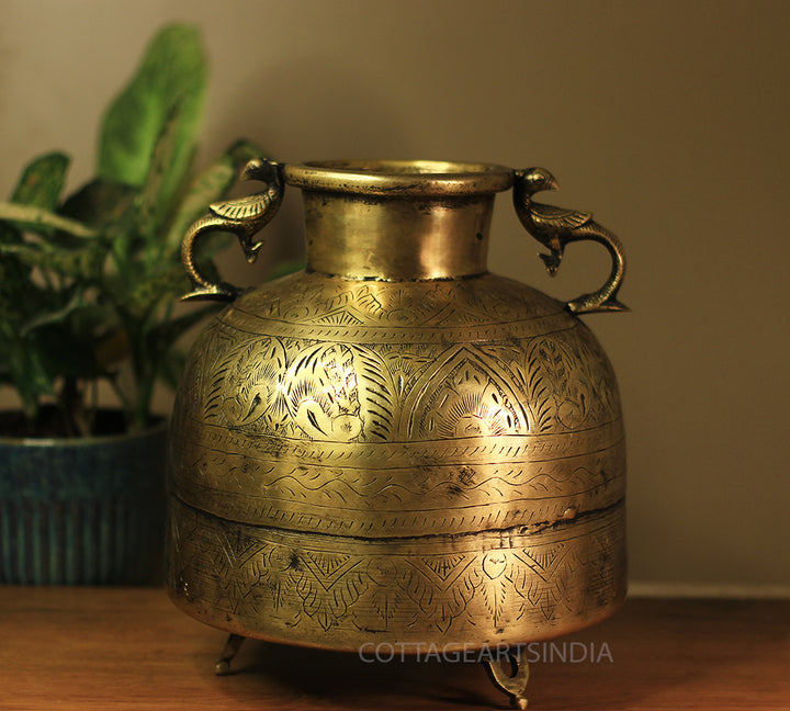 Brass Vintage Carved Planter