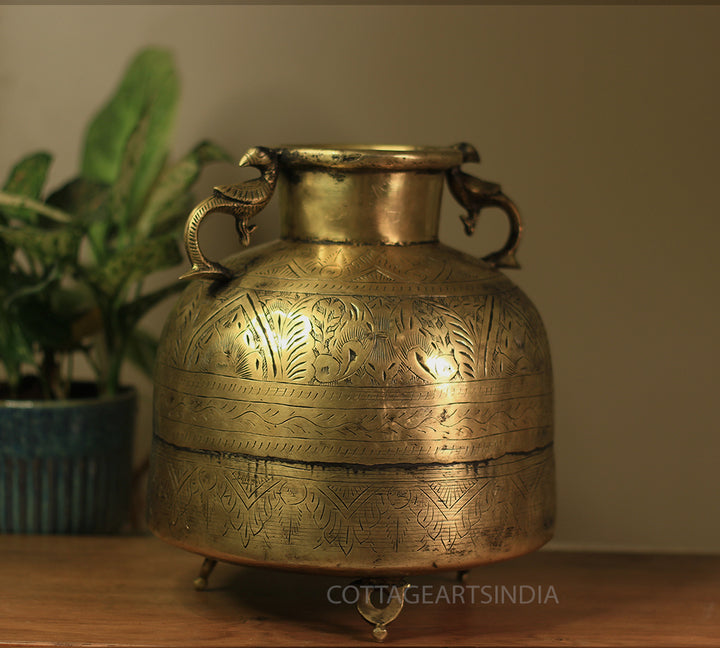 Brass Vintage Carved Planter