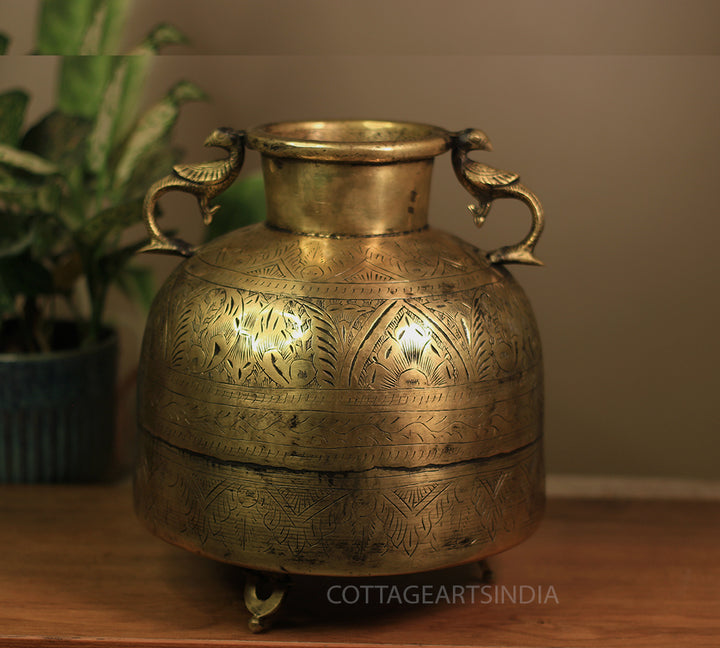 Brass Vintage Carved Planter