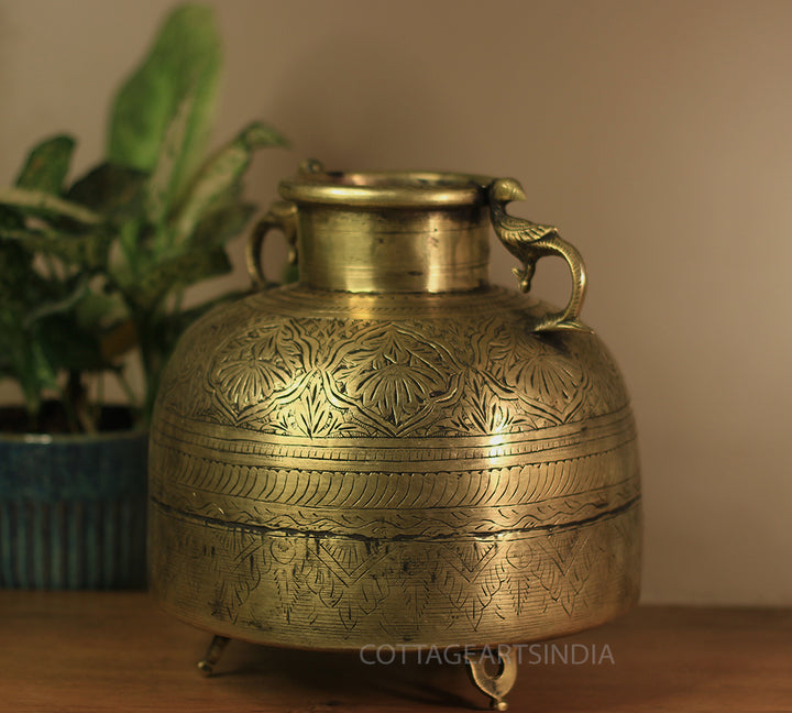 Brass Vintage Carved Planter