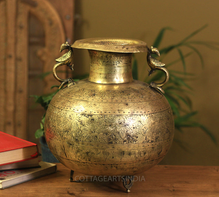 Brass Vintage Carved Planter