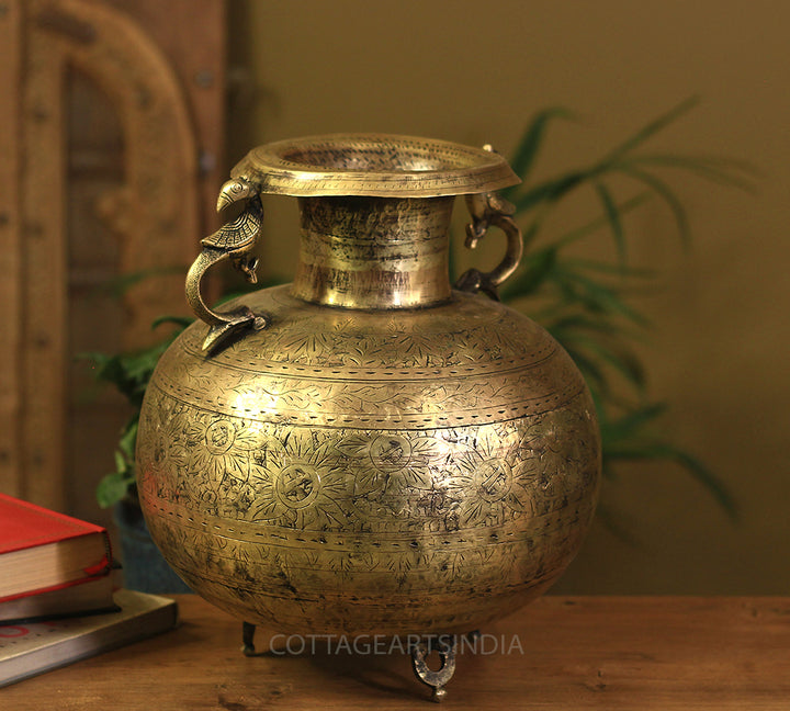 Brass Vintage Carved Planter