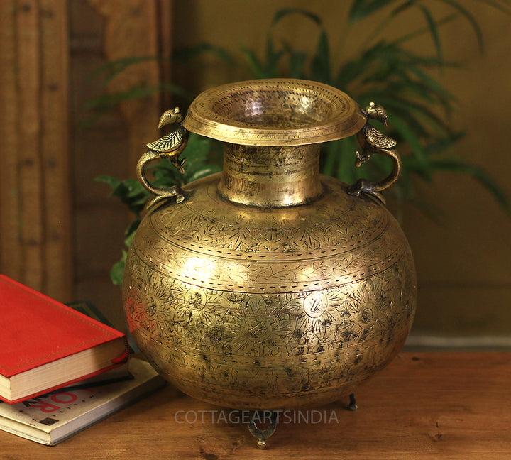 Brass Vintage Carved Planter