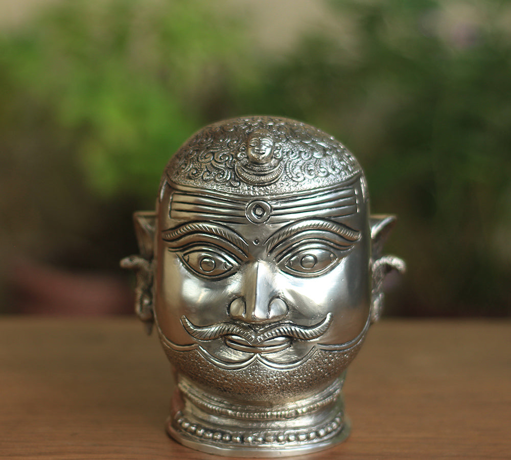 Brass Shiva Mukhlingam Idol Silver