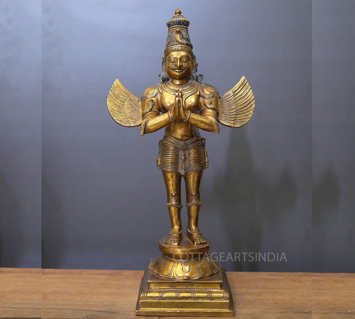 Brass Garuda Standing  Antique Gold 25"