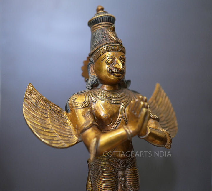 Brass Garuda Standing  Antique Gold 25"