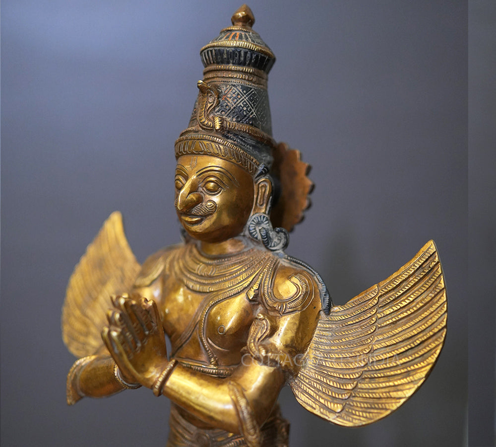 Brass Garuda Standing  Antique Gold 25"