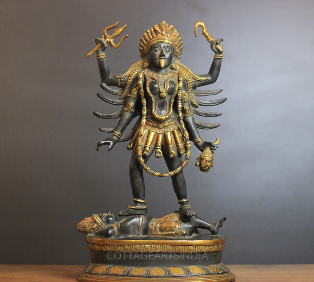 Brass Kaali Antique Black and Gold Finish 19"