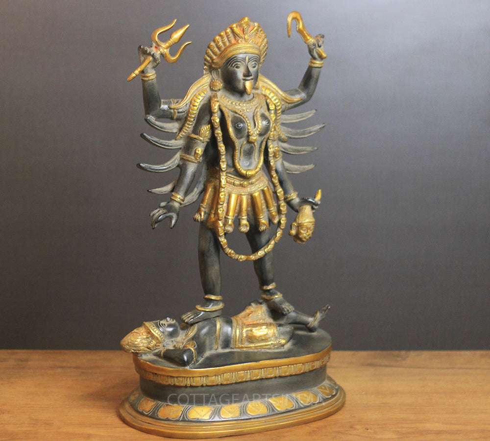 Brass Kaali Antique Black and Gold Finish 19"