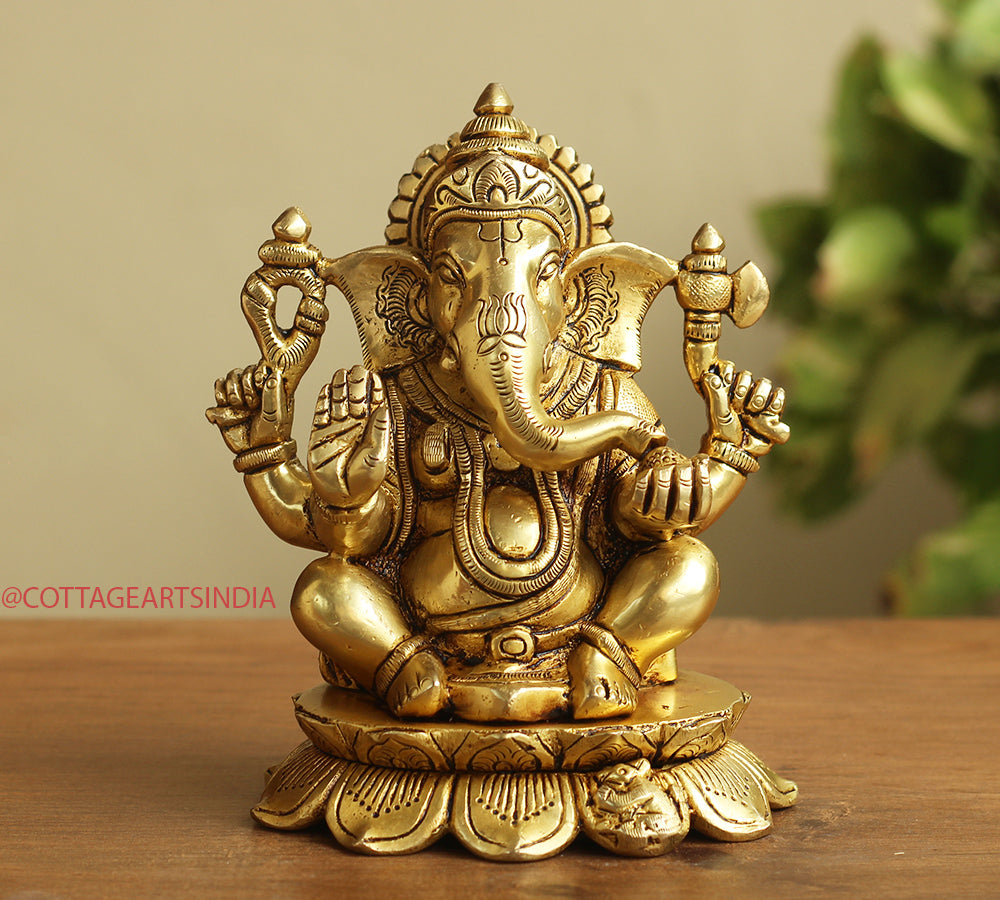 Brass Ganesh Laxmi Saraswati  6"